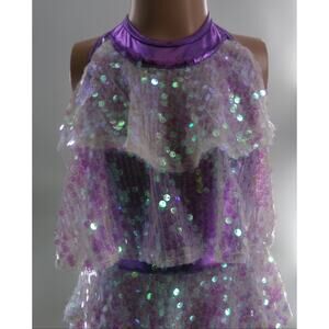 Dance Costume Medium Child Purple ieffiel Jazz Tap Clogging Biketard Sequin